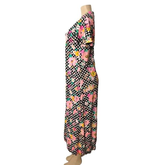 1960s Vintage Handmade Polka Dot Floral Maxi Dress - Picture 12 of 13